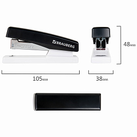 Степлер №24/6, 26/6 BRAUBERG "STYLE", до 25 листов, черный, 272747