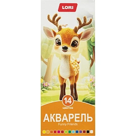Краски акварельные Lori Funny Friends 14 цветов