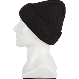 Шапка трикотажная чёрная с отворотом вязаная