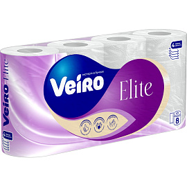 Бумага туалетная Veiro Elite 4-слойная белая (8 рулонов в упаковке)