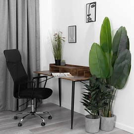 Кресло для руководителя Комус мебель Easy Chair 619 чёрное (сетка/экокожа, хромированный)