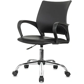 Кресло БР Комус Мебель Echair 396 LT, экокожа, черный, хром