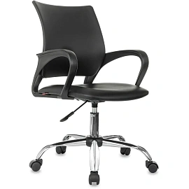 Кресло БР Комус Мебель Echair 396 LT, экокожа, черный, хром