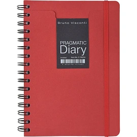 Ежедневник недатированный Bruno Visconti Pragmatic картон А5 128 листов красный с фиксирующей резинкой, 3-748/05