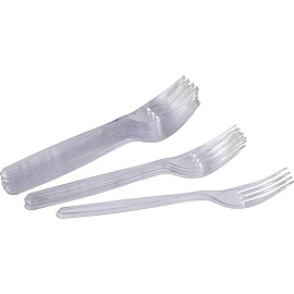 Вилка одноразовая пластиковая бесцветная 180 мм (2000 штук в упаковке)