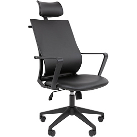 Кресло для руководителя Chairman 545 чёрное (ткань/сетка, пластик)