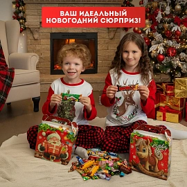 Новогодний сладкий подарок Деревянная Лошадка Картон 1000 грамм, K014