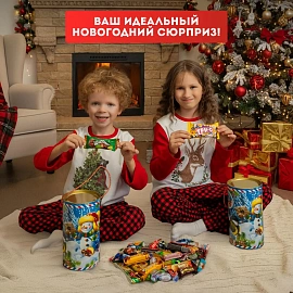 Новогодний сладкий подарок Почтальон Снеговик Туба 1000 грамм, K017