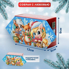 Новогодний сладкий подарок Праздник с мишкой Картон 200 грамм, K031