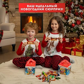 Новогодний сладкий подарок Оливия и Оливер Картон 500 грамм, K053