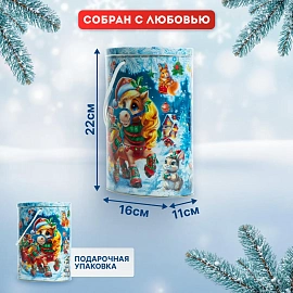 Новогодний сладкий подарок Новогодний курьер Жесть 1000 грамм, K057