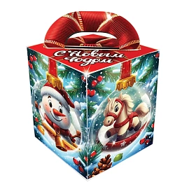Новогодний сладкий подарок Ёлочные игрушки Картон 500 грамм, K059