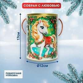 Новогодний сладкий подарок Золотая подкова Туба 700 грамм, K064