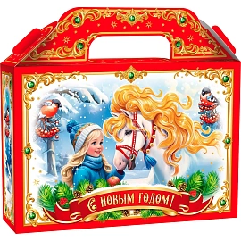 Новогодний сладкий подарок Новогодняя тройка Картон 1000 грамм, K073