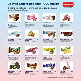 Новогодний сладкий подарок Новогодняя тройка Картон 1000 грамм, K073