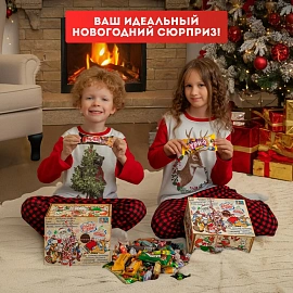 Новогодний сладкий подарок Посылка из леса Фанера 1000 грамм, K074