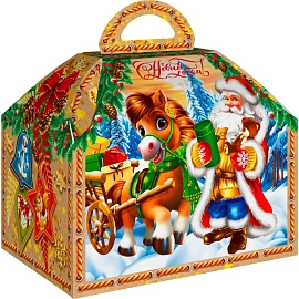 Новогодний сладкий подарок Ларец Лошадка Картон 1000 грамм, K087