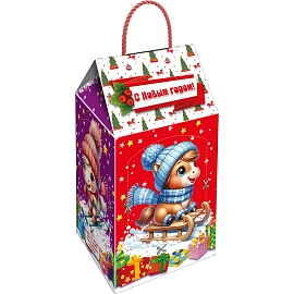 Новогодний сладкий подарок Кормушка с лошадками Картон 1000 грамм, K089