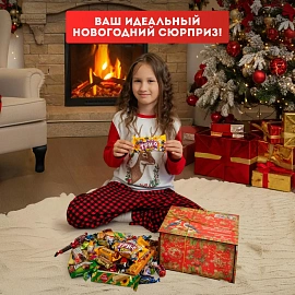 Новогодний сладкий подарок Птицы Фанера 1500 грамм, K100