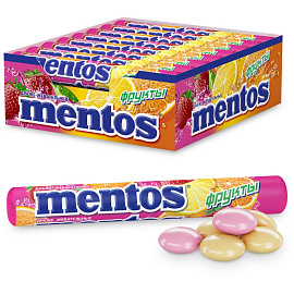 Драже жевательное Mentos Фрукты, 37,5гx24шт/уп фото Драже жевательное Mentos Фрукты, 37,5гx24шт/уп