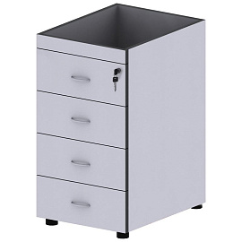 Тумба приставная Агат с замком серая без топа (серый, 400x520x730 мм, 4 ящика)