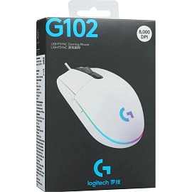 Мышь игровая Logitech G102 LightSync белая (910-005809)