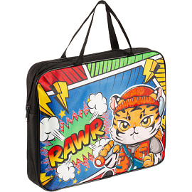 Папка для тетрадей Модный тигрёнок А4 с 1 отделением на молнии с ручками