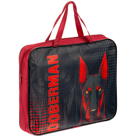 Папка для тетрадей Doberman А4 с 1 отделением на молнии с ручками
