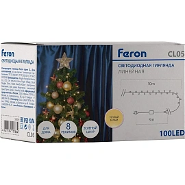 Гирлянда светодиодная Feron нить тёплый белый свет 100 светодиодов (10 м)