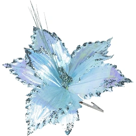 Украшение НГ ёлочное Лилия голубой полиэстер,на клипсе 33x33x33см арт.88882