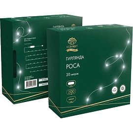 Гирлянда светодиодная Роса с контроллером 20м, 200LED, БЕЛЫЙ, IP20,303-265