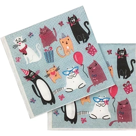 Салфетки бумажные Патибум Кошки 33х33 см (12 штук в упаковке)