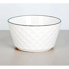 Салатник фарфоровый Nouvelle Home Notele 12.5 см 450 мл белый/чёрный (6 штук в упаковке)