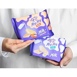 Вафли Му и Ну Сладонеж карамельные с молочной начинкой, 70гx12шт/уп