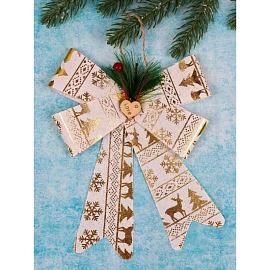 Бант новогодний на елку, золотой 20 см НУ-2110 фото Бант новогодний на елку, золотой 20 см НУ-2110