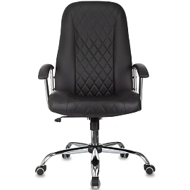 Кресло БР Комус Мебель EChair 658 экокожа (строчка ромб),черный, хром