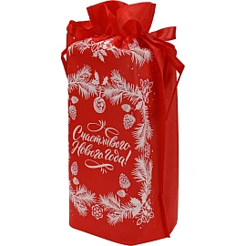 Мешочек для подарков Еловое настроение, 36x24x12см, красный,  НУ-6246