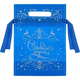 Мешочек для подарков Ледяной узор, 24x18x9см, голубой, НУ-6243 фото Мешочек для подарков Ледяной узор, 24x18x9см, голубой, НУ-6243