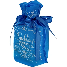 Мешочек для подарков Ледяной узор, 24x18x9см, голубой, НУ-6243 фото Мешочек для подарков Ледяной узор, 24x18x9см, голубой, НУ-6243