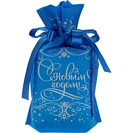 Мешочек для подарков Ледяной узор, 24x18x9см, голубой, НУ-6243 фото Мешочек для подарков Ледяной узор, 24x18x9см, голубой, НУ-6243