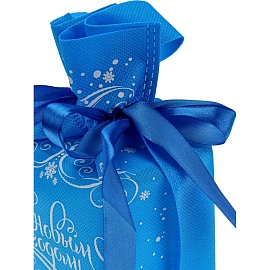 Мешочек для подарков Ледяной узор, 24x18x9см, голубой, НУ-6243 фото Мешочек для подарков Ледяной узор, 24x18x9см, голубой, НУ-6243