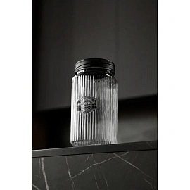 Набор банок квадратных с рельефом PREMIUM 1,3л, 3шт (Черный)