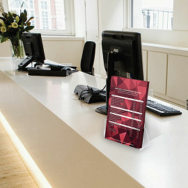 Подставка настольная для рекламных материалов (240х215х32 мм), А4, STAFF, 291172 фото Подставка настольная для рекламных материалов (240х215х32 мм), А4, STAFF, 291172