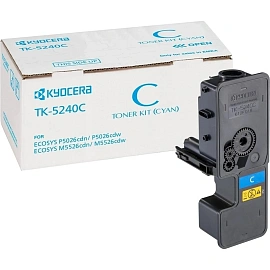 Тонер-картридж KYOCERA (TK-5240C) P5026cdn/w/M5526cdn/w, ресурс 3000 стр., цвет голубой, оригинальный, 1T02R7CNL0