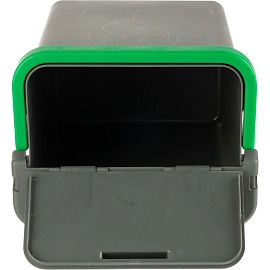 Ведро с крышкой Росмоп 5 л пластик серое/зелёная ручка (с мерной шкалой, ударопрочное)