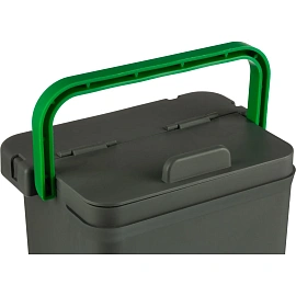 Ведро с крышкой Росмоп 5 л пластик серое/зелёная ручка (с мерной шкалой, ударопрочное)