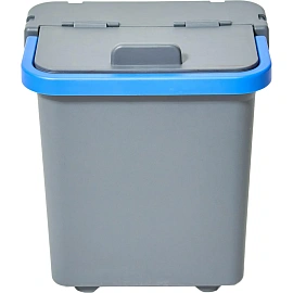 Ведро с крышкой Росмоп 5 л пластик серое/синяя ручка (с мерной шкалой, ударопрочное)