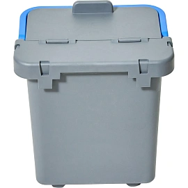 Ведро с крышкой Росмоп 5 л пластик серое/синяя ручка (с мерной шкалой, ударопрочное)
