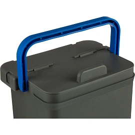 Ведро с крышкой Росмоп 5 л пластик серое/синяя ручка (с мерной шкалой, ударопрочное)