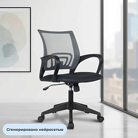 Кресло БР Комус Мебель EChair-396 сетка/ткань,серый/черный,пластик